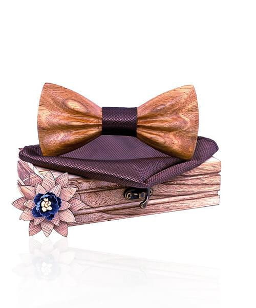COFFRET NOEUD PAPILLON BOIS <BR> Charme bordeaux - Bois Eden