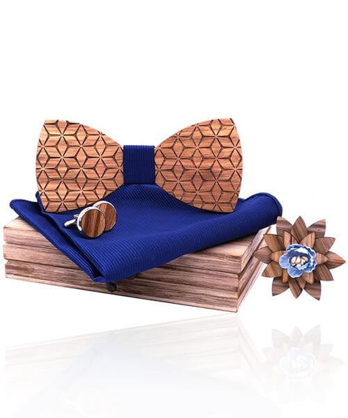COFFRET NOEUD PAPILLON BOIS <BR> Cyprès bleu foncé - Bois Eden