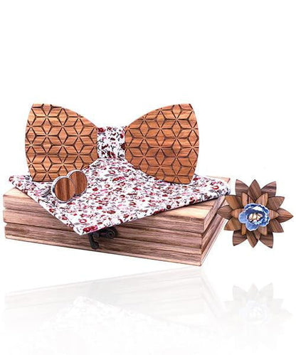 COFFRET NOEUD PAPILLON BOIS <BR> Cyprès fleuri - Bois Eden