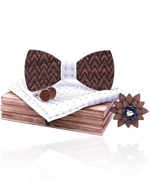 COFFRET NOEUD PAPILLON BOIS <BR> Tilleul blanc - Bois Eden
