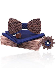 COFFRET NOEUD PAPILLON BOIS <BR> Tilleul bleu foncé - Bois Eden