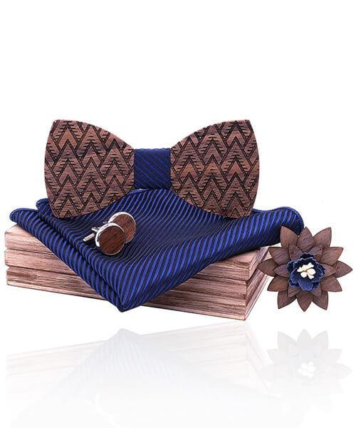 COFFRET NOEUD PAPILLON BOIS <BR> Tilleul bleu - Bois Eden