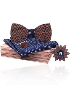 COFFRET NOEUD PAPILLON BOIS <BR> Tilleul à pois - Bois Eden