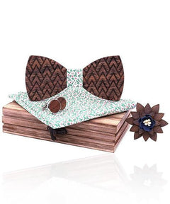 COFFRET NOEUD PAPILLON BOIS <BR> Tilleul fleuri - Bois Eden