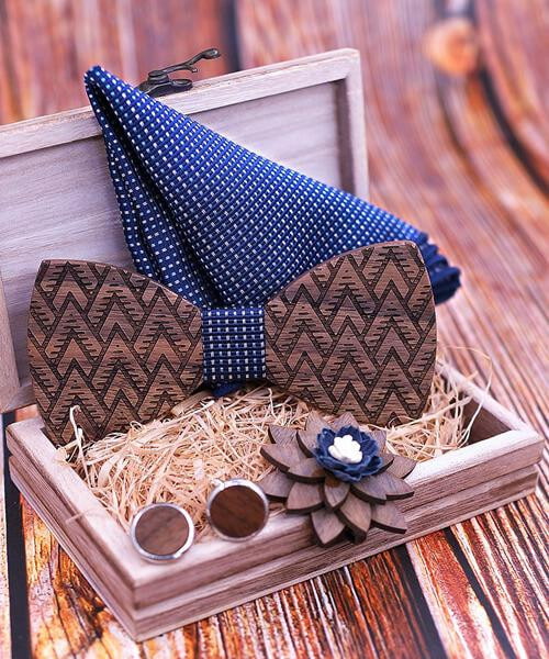 COFFRET NOEUD PAPILLON BOIS <BR> Tilleul royal - Bois Eden
