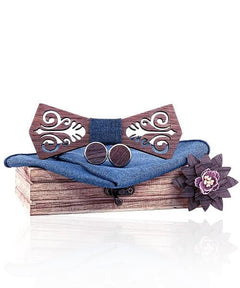 COFFRET NOEUD PAPILLON BOIS <BR> Torreya bleu jean - Bois Eden