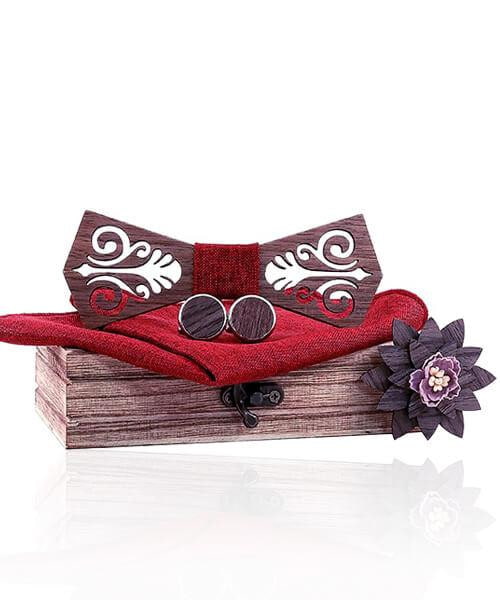 COFFRET NOEUD PAPILLON BOIS <BR> Torreya rouge - Bois Eden