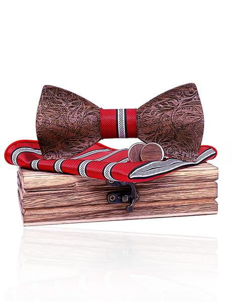 COFFRET NOEUD PAPILLON BOIS <BR> Viorne rouge à bande - Bois Eden