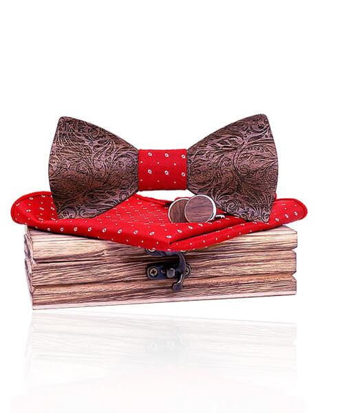 COFFRET NOEUD PAPILLON BOIS <BR> Viorne rouge - Bois Eden
