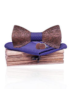 COFFRET NOEUD PAPILLON BOIS <BR> Viorne violet - Bois Eden